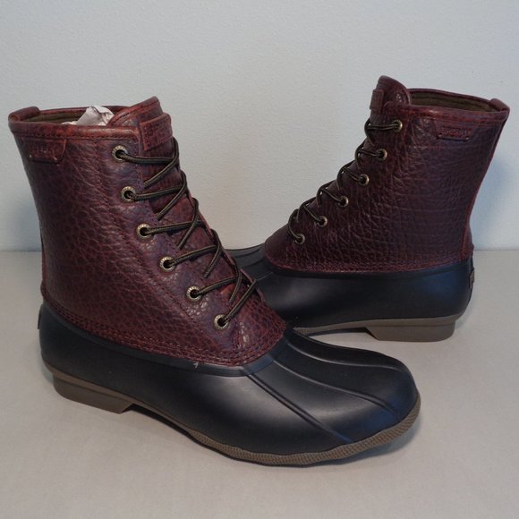 Sperry Size 10 M SALTWATER Amaretto Black Leather Duck Boots New Men\'s Shoes